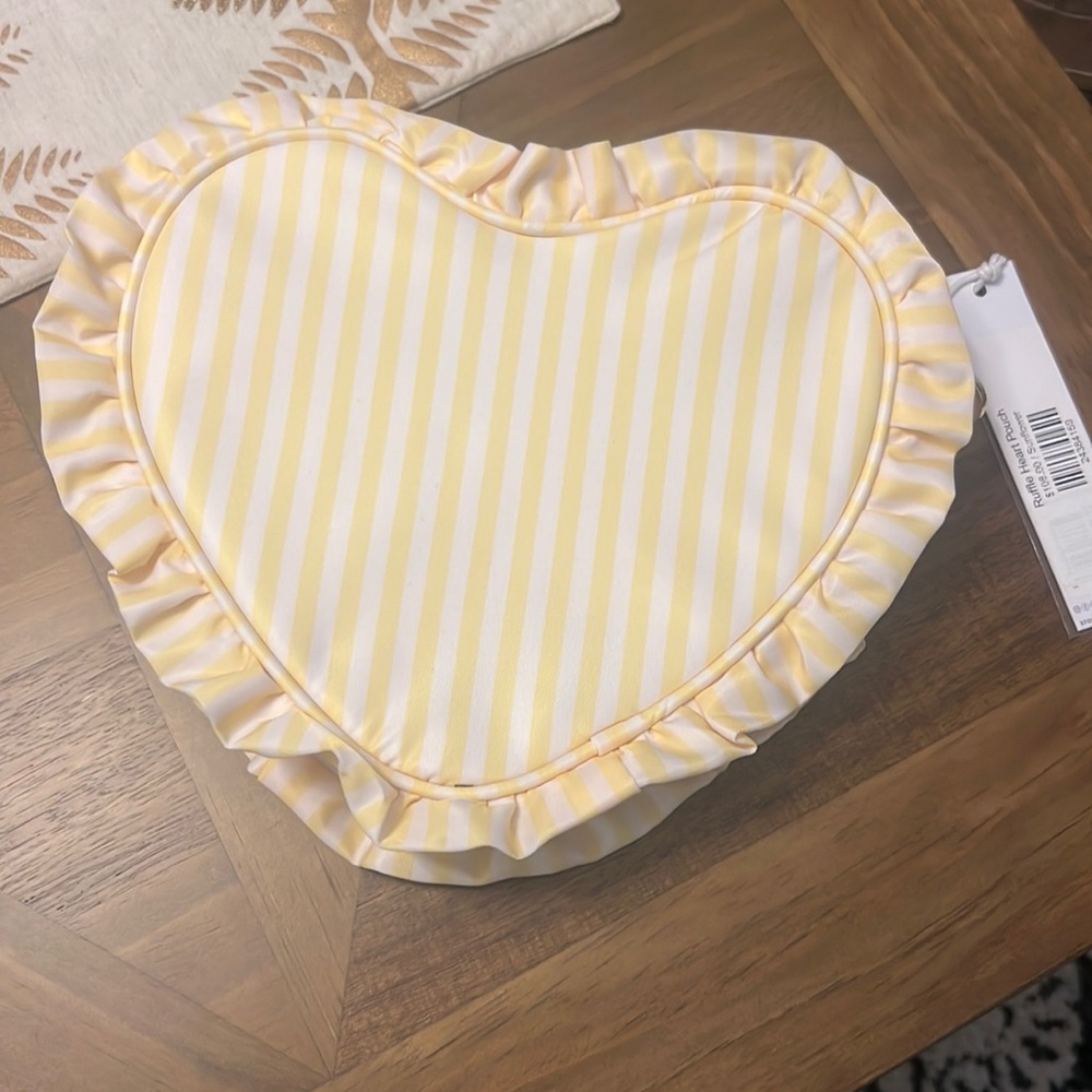 NWT Stoney Clover Lane Heart Shaped Pouch - Pastel Picnic Collection - Sunflower